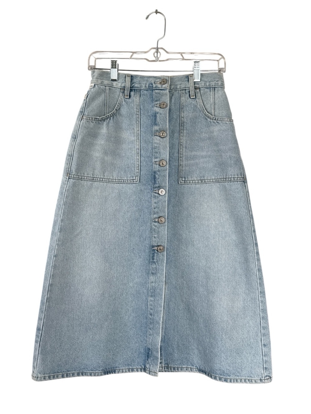 Citizens of Humanity Anouk Midi Denim Skirt Women’s Size 26 Button Front A-Line